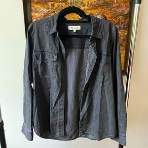 Madewell black denim button-up, worn once great condition